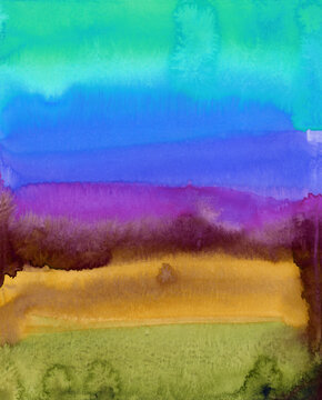 Bright painted watercolor rainbow texture. Hand drawn background with text place