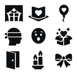 Notarized Document Icons. Solid, filled icons set of notarized documents: notary seal, legal paper, witness