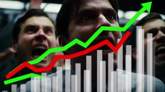 Business people observing financial data charts in subway station