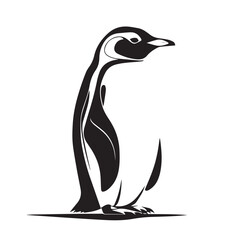Obraz premium Penguin silhouette standing isolated on white background in vector format