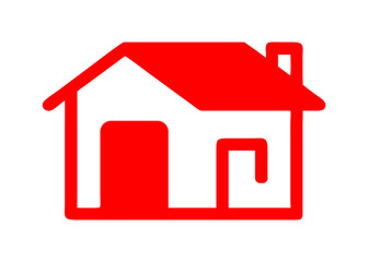 House Vector – Minimal Red Pictogram for Real Estate and Home UI