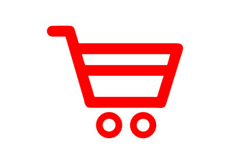 Shopping Cart Vector – Clean Red Pictogram for E-commerce and Retail Apps