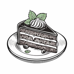 Slice Of Chocolate Cake On A Plate Representing Delicious Desserts And Indulgence image vector