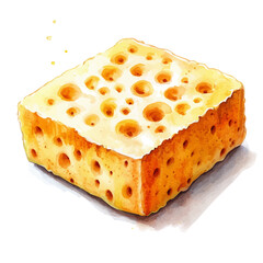 Sponge, watercolor painting vector, isolated on a white background.
