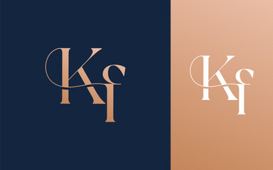 Initial letter KF FK logo design vector illustration for couple, wedding, and business