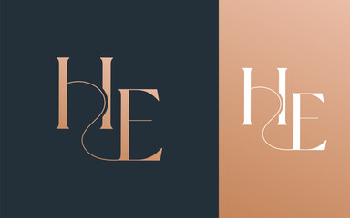 Initial letter HE EH logo design vector illustration for couple, wedding, and business