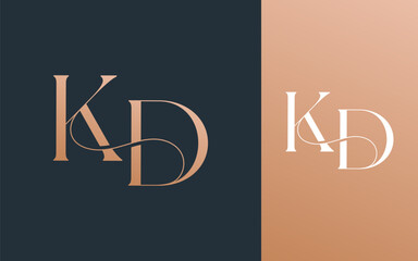 Initial letter KD DK logo design vector illustration for couple, wedding, and business