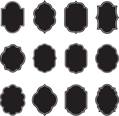 Vintage Label Frame Silhouette Collection – Black and White Decorative Badges

