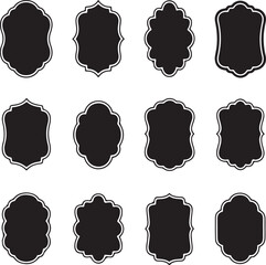 Vintage Label Frame Silhouette Collection – Black and White Decorative Badges

