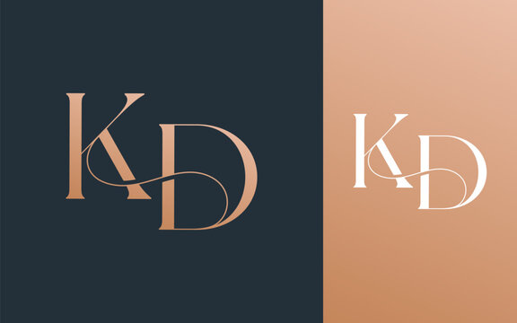 Initial letter KD DK logo design vector illustration for couple, wedding, and business