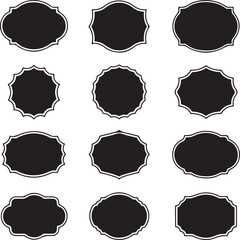 Vintage Label Frame Silhouette Collection – Black and White Decorative Badges

