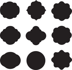 Vintage Label Frame Silhouette Collection – Black and White Decorative Badges

