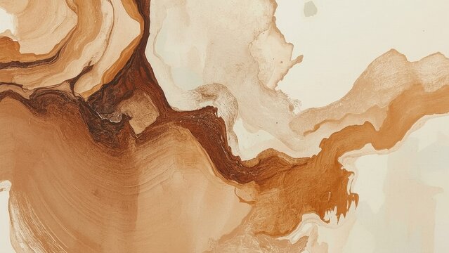 Abstract brown beige watercolor texture with organic flowing shapes, artistic background for design, decoration, creative projects, natural tones, elegant warm mood, soft blending, smooth patterns - Powered by Adobe