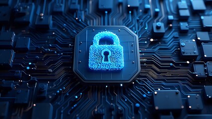 Vibrant glowing sphere pulsates at the center of intricate futuristic digital circuitry and data streams