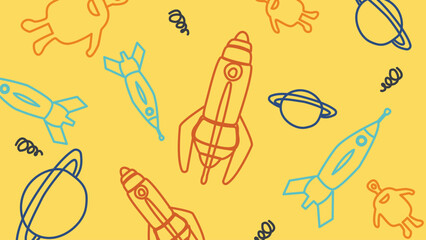 Launching rockets and planets background