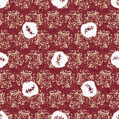 Polka dot blockprint seamless pattern. Neutral unisex whimsical style for wallpaper, backdrops and handmade print texture. All over vintage background. 