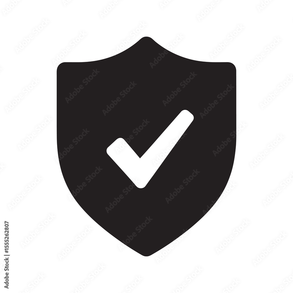 Poster security shield icon with checkmark for protection and safety a symbol for verified guarantee and tr