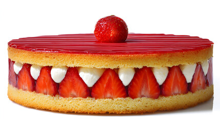 Traditional French Fraisier Cake with Layers of Strawberry and Cream for Dessert Lovers