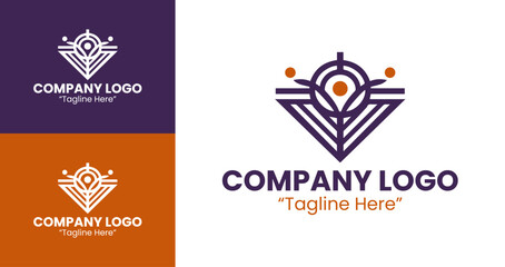 Creative Modern Company Mustard and Purple Logo Design for Business Branding Solutions