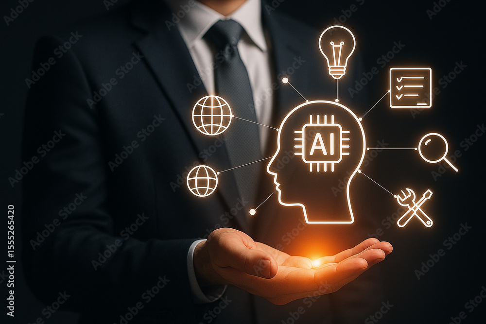 Aufkleber artificial intelligence ai business technology concept for innovation and automation solutions now a