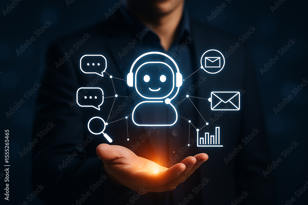 Poster ai chatbot virtual assistant customer support automation technology digital transformation concept 1