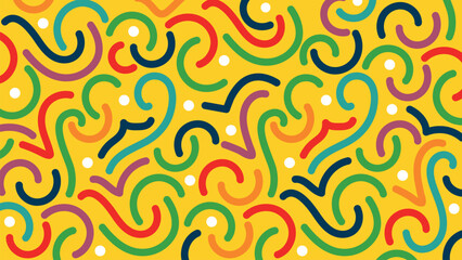 Whimsical yellow abstract squiggle background
