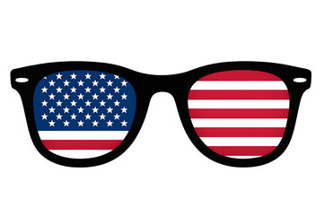 American Flag Reflection Sunglasses for 4th of July Patriotic Celebration - Transparent Background PNG