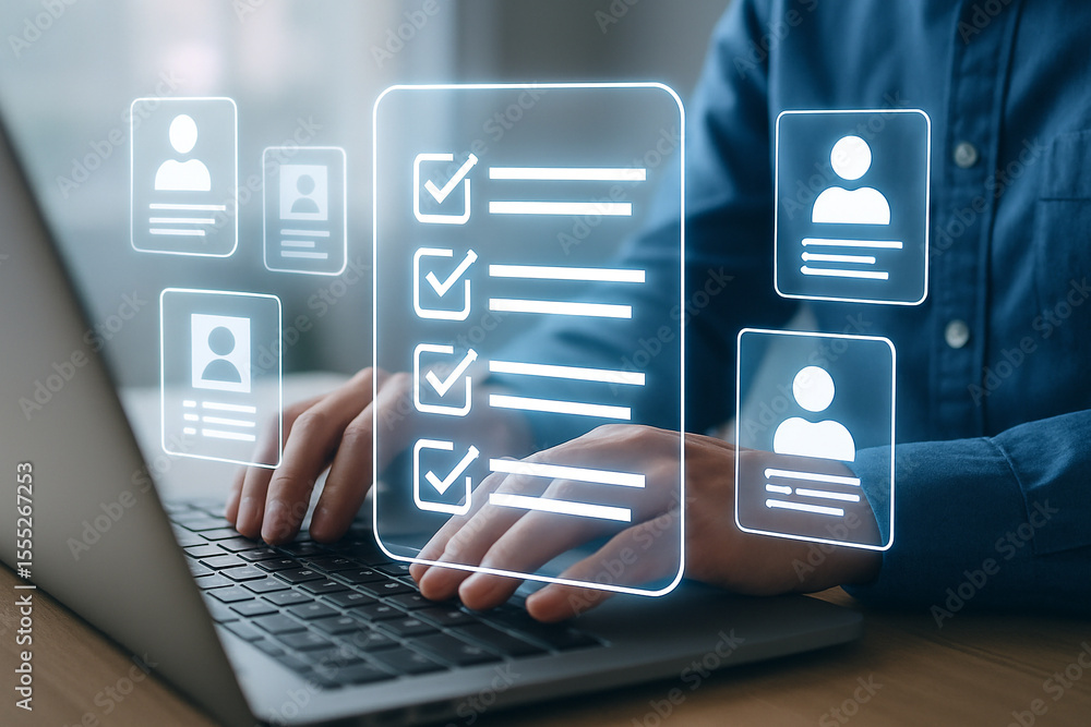 Poster online checklist task management software for project management and employee performance review sys