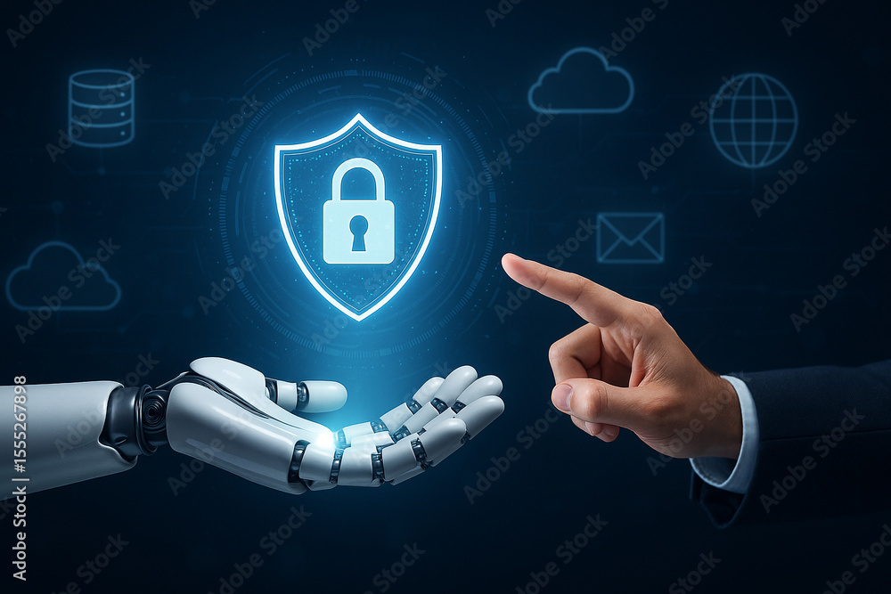 Aufkleber cybersecurity protection with ai and human collaboration for data privacy and network security onlin