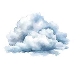 watercolor of Soft Clouds Gentle Drizzle, vector, isolated on a white background.