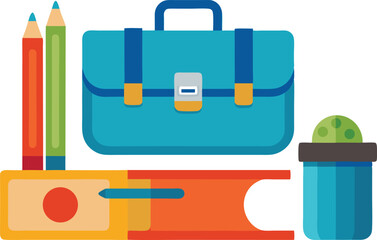 vector illustration of a set of school supplies