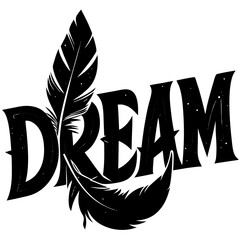 vector illustration word dream with white background and feather