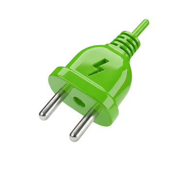 Green power plug energy connection electrical cord cable socket outlet electricity appliance supply wire 100v