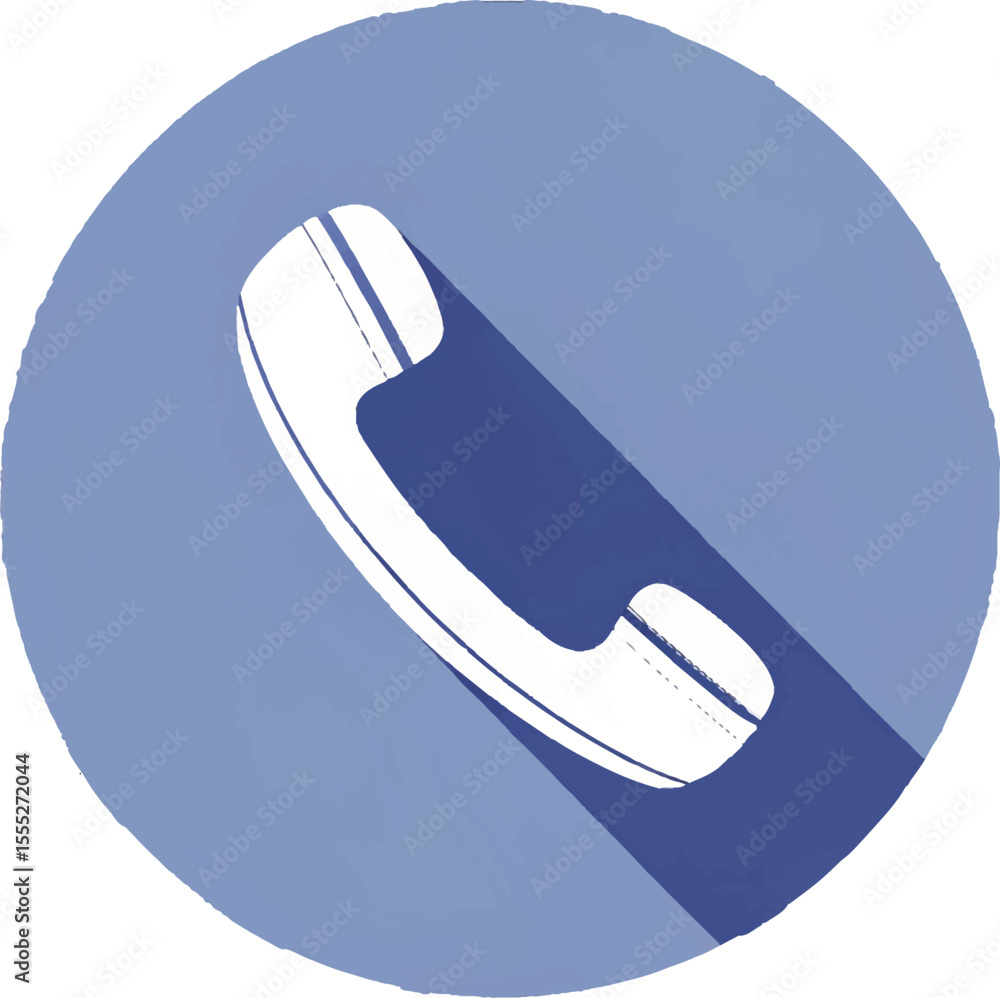 Poster a glossy blue round button with a 3d phone symbol for a call or contact service on the web