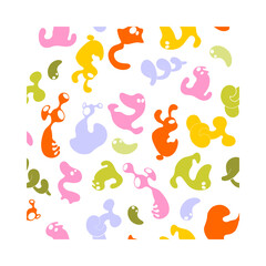 Vector color drawing of small funny bubbles, droplets or bacteria