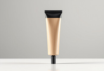 wooden cosmetic tube with a sleek black lid