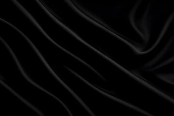 Obraz premium Black Satin Draped Fabric Texture – Elegant Luxury Textile Background