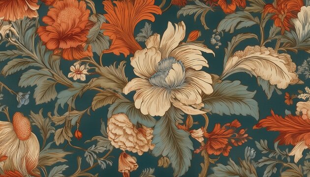 vintage french toile floral wallpaper pattern