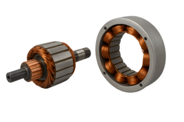 Rotor and Stator Set Isolated on Transparent Background PNG - Electric Motor Core Components, Electromagnetic Parts