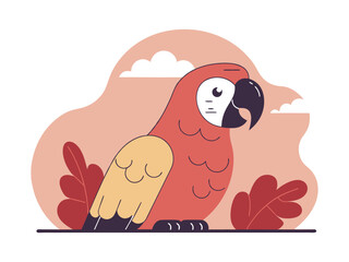 Exotic Plumage: A Vibrant Vector Illustration of a Parrot and Macaw, Tropical Bird Art with Colorful Feathers for Nature and Wildlife Designs