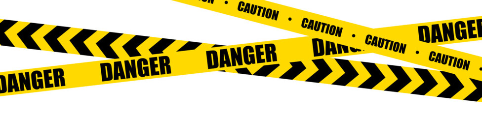 Warning Tape Vector – Yellow Hazard Tape on Transparent Background

