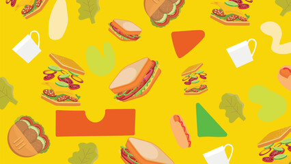 Sandwich and juice background