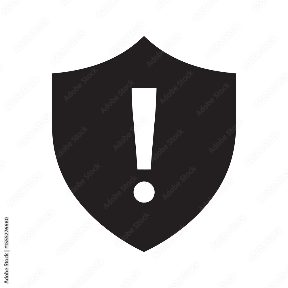 Poster security warning alert icon with a shield and exclamation mark representing a system error data risk