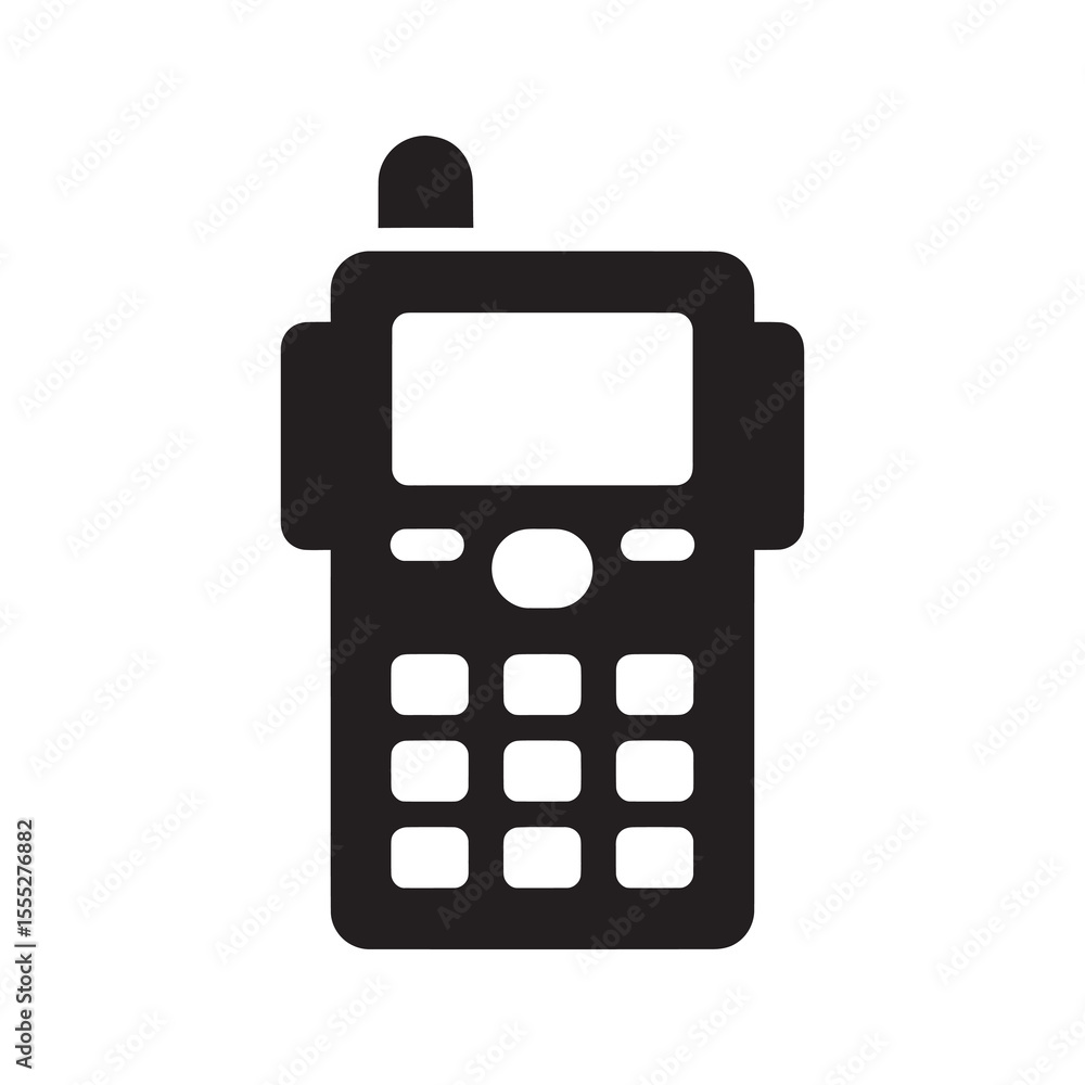 Poster walkie talkie radio icon for two way communication representing a portable transmitter device for se