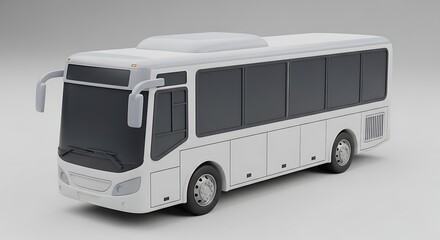 A white bus is shown in a studio shot, angled to the left, with a plain background.