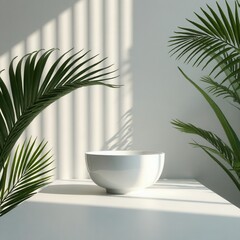 Serenity in White: A Bowl Embraced by Nature