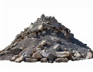 rocky rubble heap isolated a mound of rough hewn rocks and stones piled high