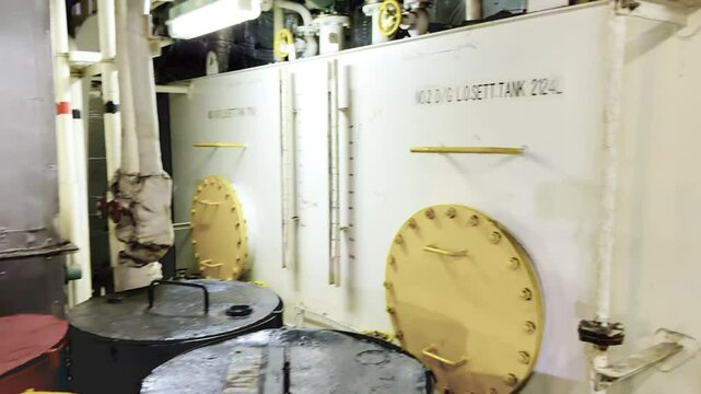 tanks and garbage at the ship