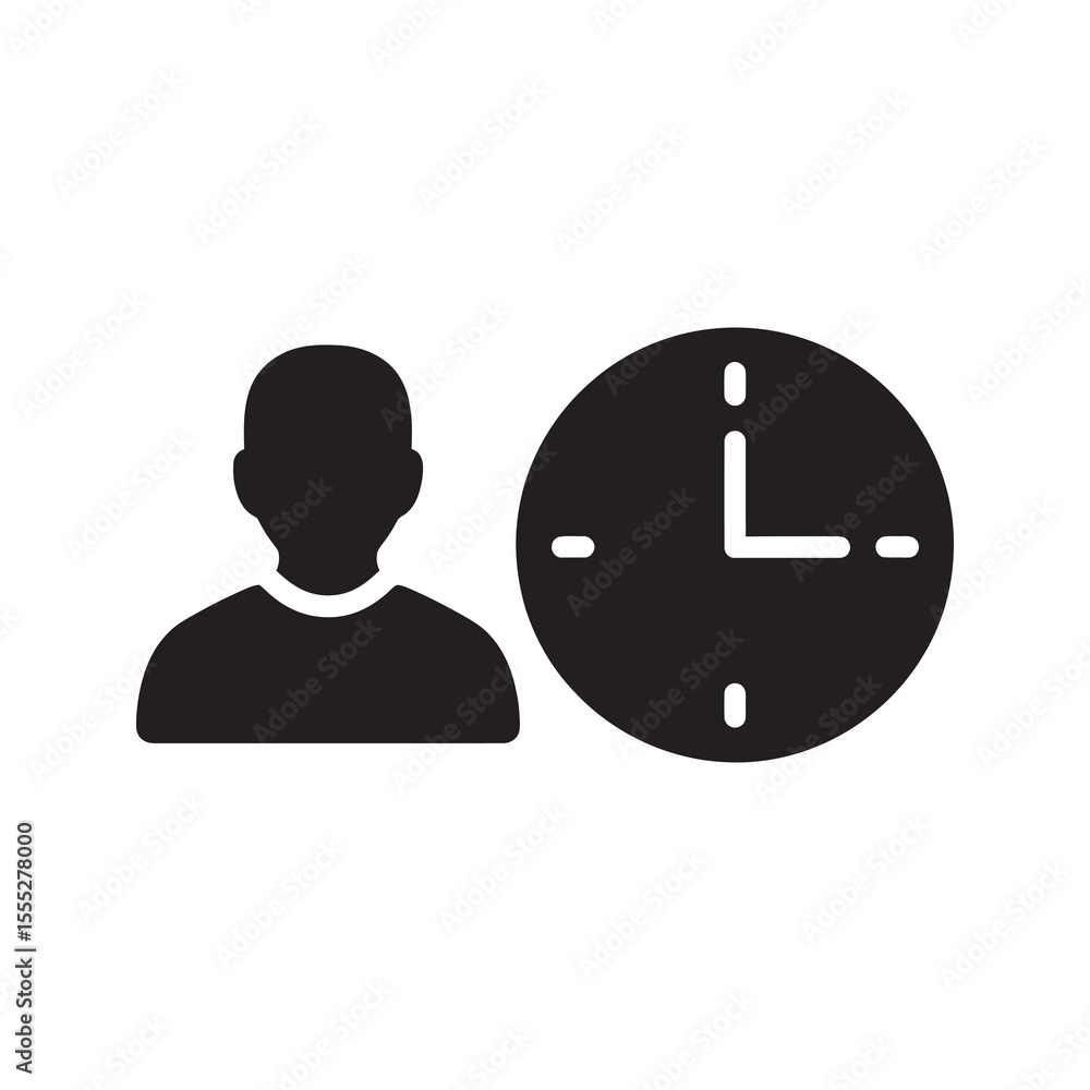 Poster time management deadline icon with two people and a clock representing a business appointment schedu
