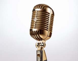 vintage gold microphone isolated on transparent or white background